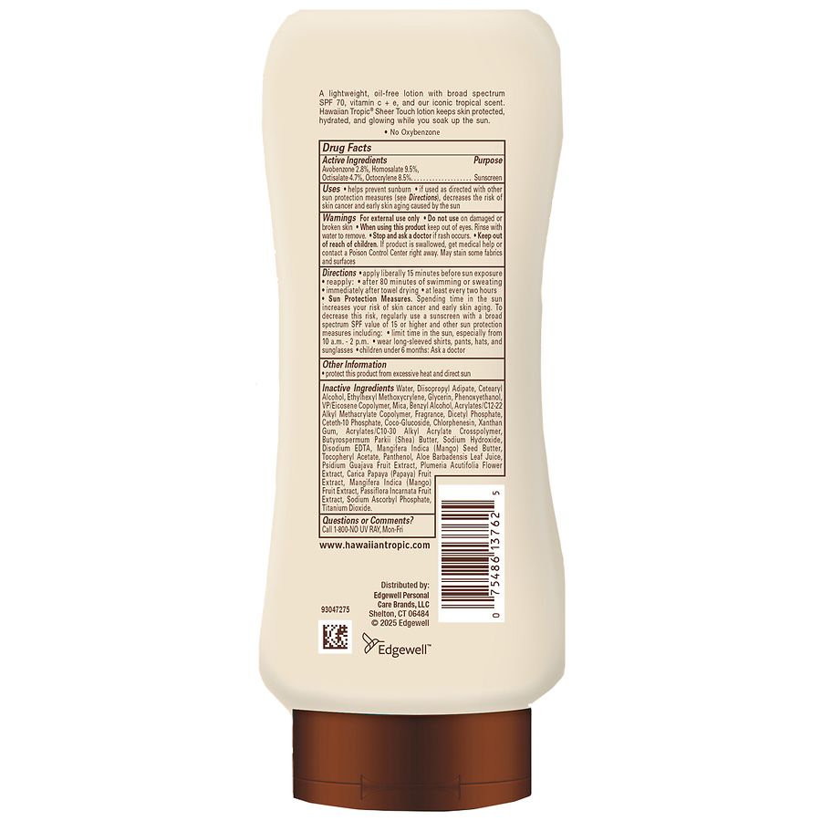 Hawaiian Tropic Sheer Touch SPF 70 Sunscreen Lotion | Walgreens