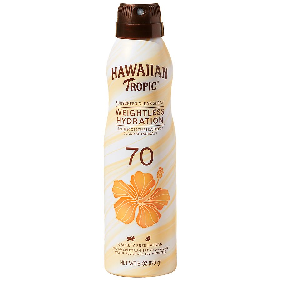 Hawaiian Tropic Weightless Hydration Sunscreen Spray SPF 70 Clear