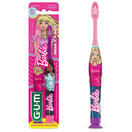 G-U-M Barbie Kid's Toothbrush, with Suction Cup Base