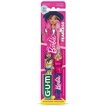 G U M Barbie Kid s Toothbrush with Suction Cup Base Walgreens