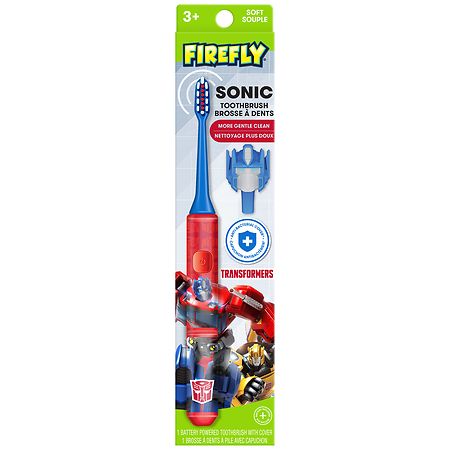 Firefly Toothbrush with 3D Antibacterial Cover, Soft, Transformers, Ages 3+