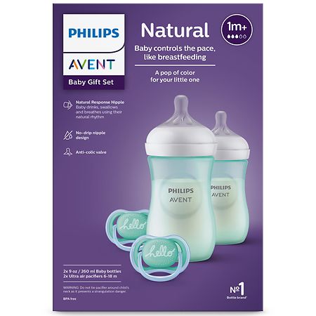 Philips Avent Natural Baby Bottle with Natural Response Nipple Baby Gift Set Teal