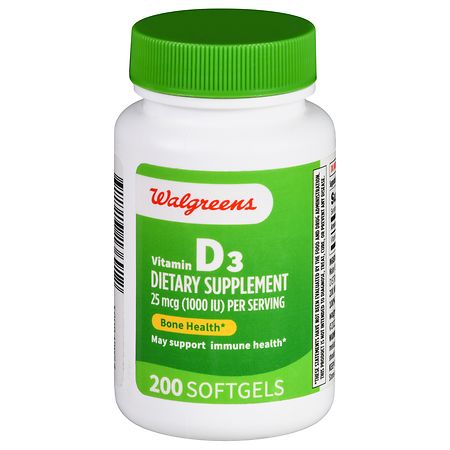 Walgreens Vitamin D3 25 mcg (1000 IU) Softgels