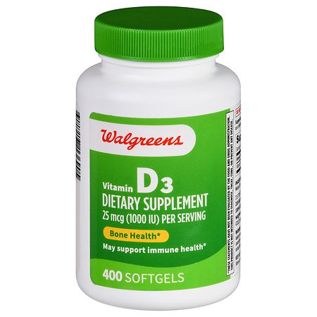 Walgreens Vitamin D3 25 mcg (1000 IU) Softgels