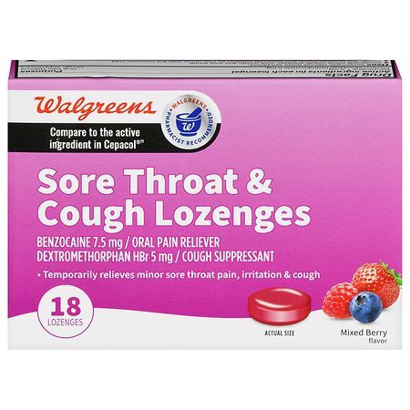 Walgreens Sore Throat & Cough Lozenges Mixed Berry
