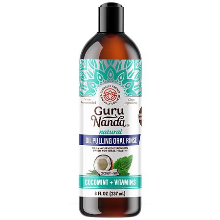 Guru Nanda Coconut Mint Oil Pulling Mouthwash Duo - 8oz Pulling Oil & 20oz Mouth Wash