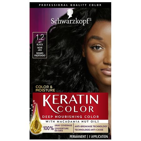 Schwarzkopf Keratin Color Permanent Hair Color Cream 1.2 Jet Black