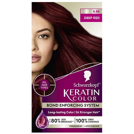 Schwarzkopf Keratin Color Permanent Hair Color Cream 5.88 Deep Red