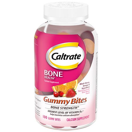 Caltrate Calcium and Vitamin D Supplement Gummy Black Cherry, Strawberry, Orange
