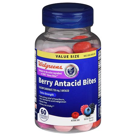 Walgreens Extra Strength Antacid Bites Chewable Tablets Wild Berry