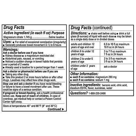 Walgreens Magnesium Citrate Saline Laxative/Oral Solution Lemon