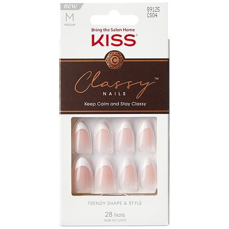 Kiss Classy Fake Nails Gel Nail Kit, 'Dashing' White & Nude