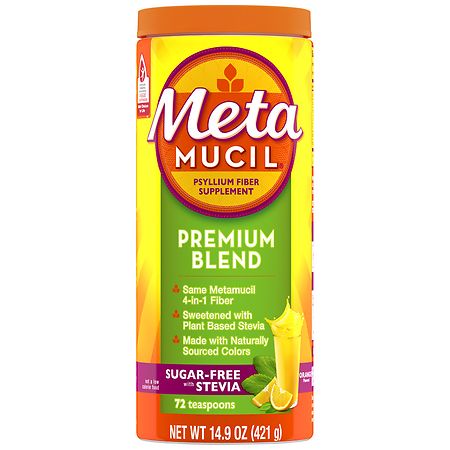 Metamucil Premium Blend Daily Fiber Supplement, Psyllium Husk Fiber Powder, With Stevia Orange