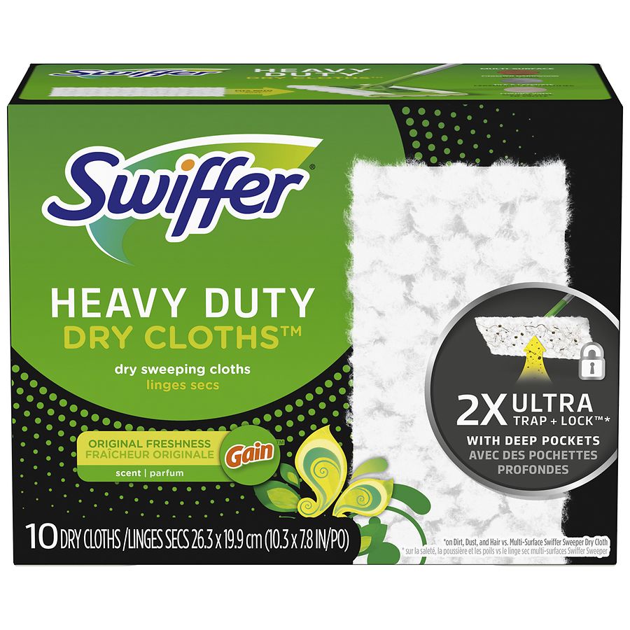 Swiffer Sweeper Heavy Duty Multi-Surface Dry Cloth Refills, Gain Scent - 10 ct