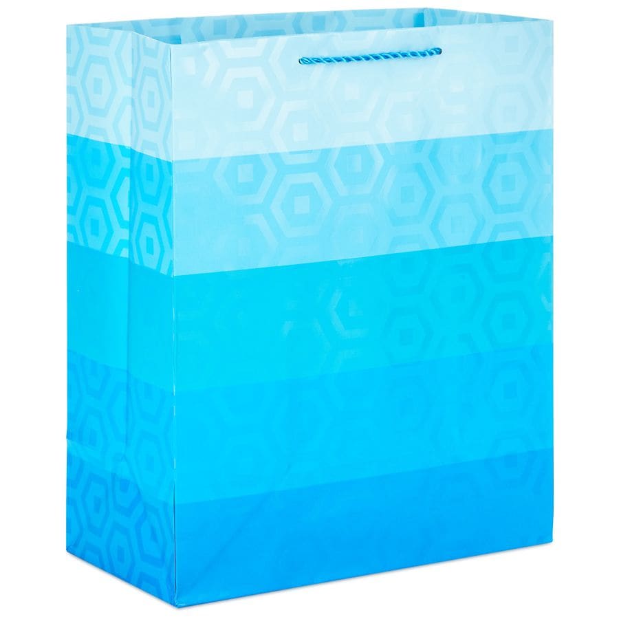 Hallmark Gift Bag (Blue Hexagon Ombre) for Birthdays, Graduations