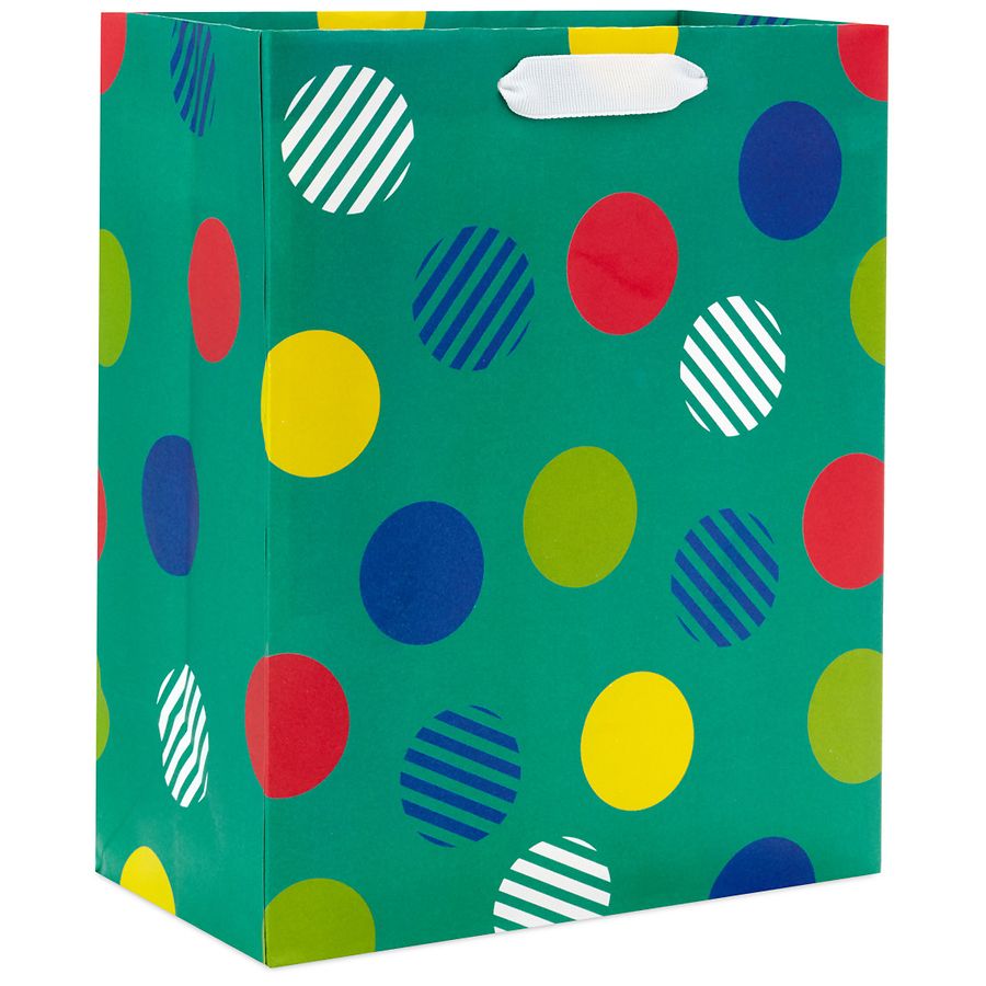 Hallmark Gift Bag (Dots on Teal) for Birthdays, Graduations, Bridal Showers