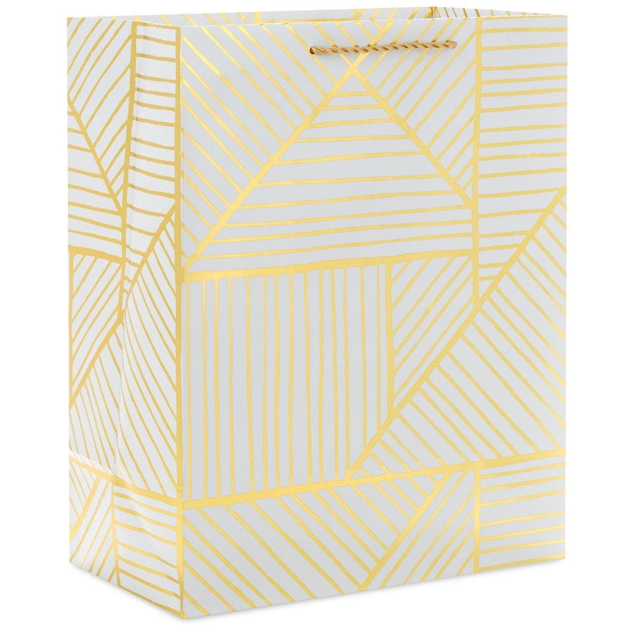 Hallmark Gift Bag (Gold Line Art) for Weddings, Bridal Showers