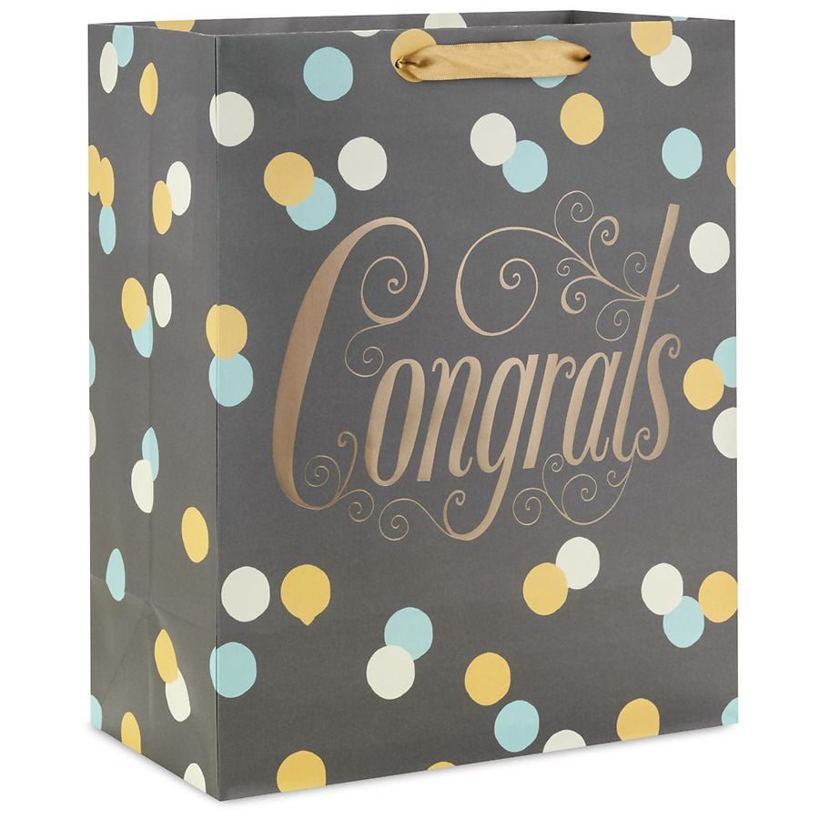 Hallmark Large Gift Bag Congrats Dots on Gray