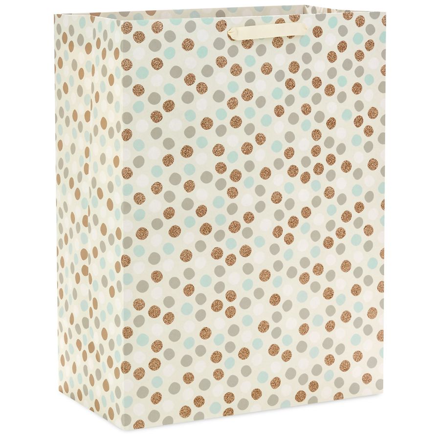 Hallmark Gift Bag (Metallic Polka Dots) for Weddings, Bridal Showers