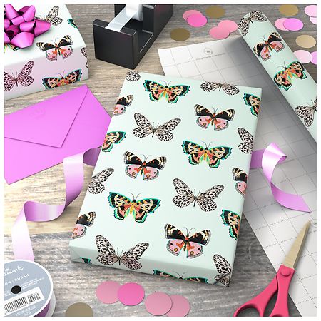 Hallmark Wrapping Paper (Butterflies) for Birthdays, Mother's Day