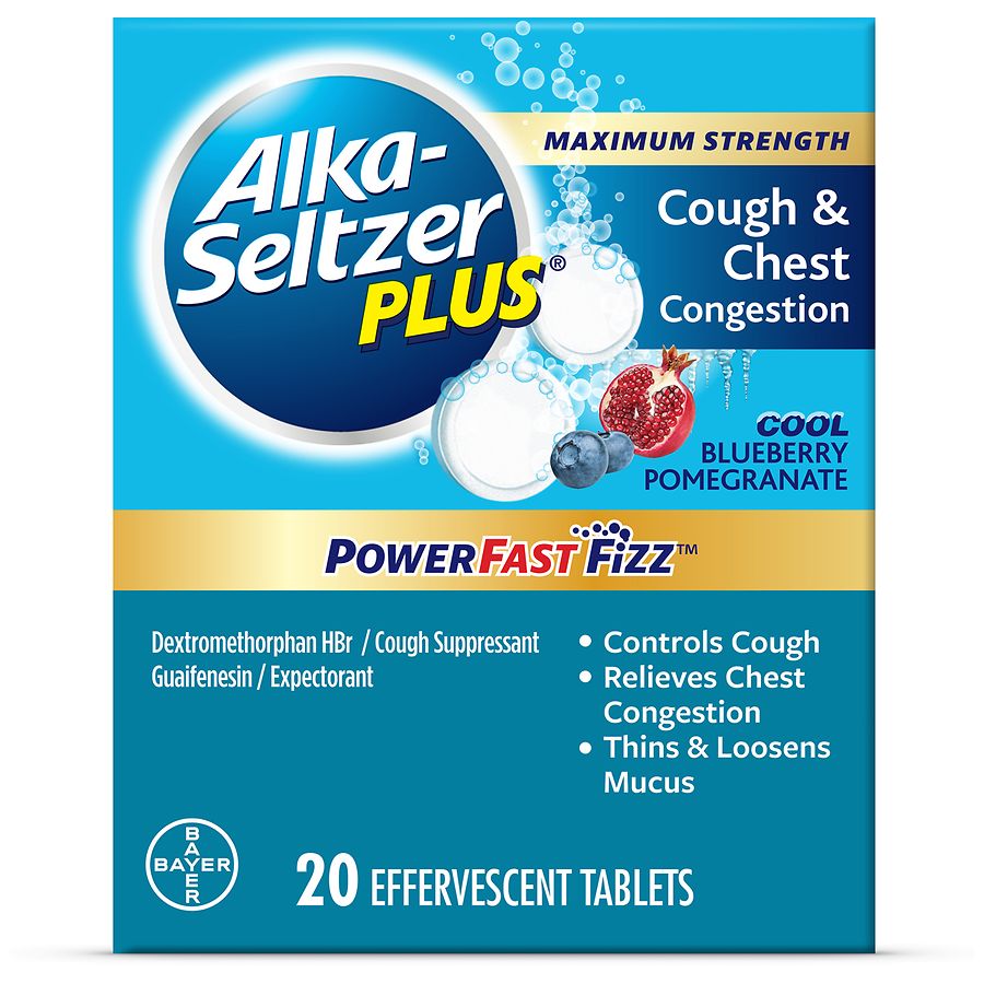 Photo 1 of ****EXP 7/24***PowerFast Fizz, Cough & Chest Congestion Medicine Effervescent Tablets Blueberry Pomegranate