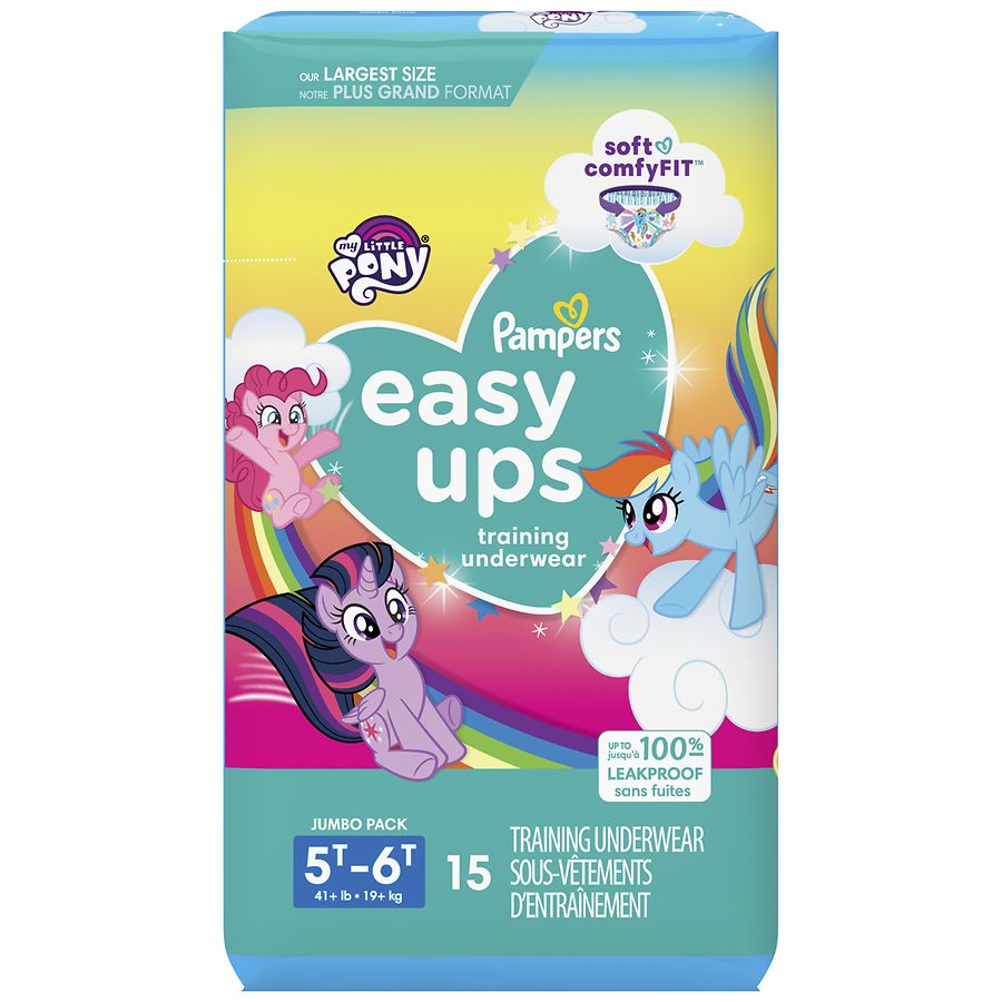 Pampers Easy Ups Girls & Boys Potty Training Pants - Size 2T-3T, One Month  Supply (140 Count), My Little Pony Training Underwear