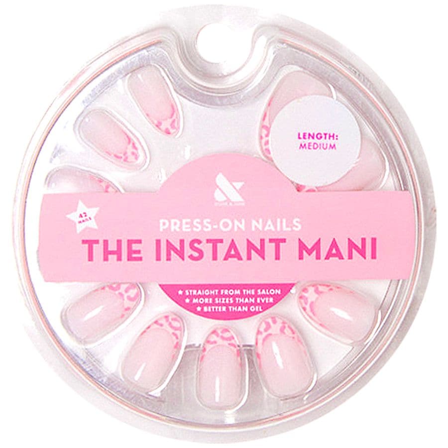 Olive & June The Instant Mani Press-On Nails Almond Medium, Pink Cheetah