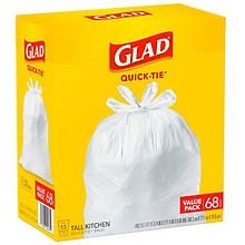 Glad Tall Kitchen Quick-Tie ForceFlex Unscented White Trash Bag