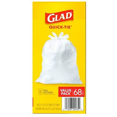 Glad Quick-Tie 80-Pack 13-Gallon White Plastic Kitchen Flap Trash Bag at