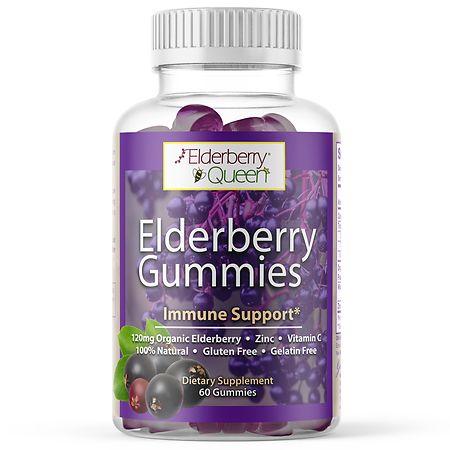 Elderberry Queen Elderberry Gummies Immune Support Supplement with Vitamin C and Zinc Passion Fruit