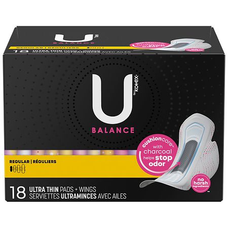 U by Kotex Balance Ultra Thin Overnight Pads with Wings, Extra Heavy  Absorbency, 30 Count - 30 ea