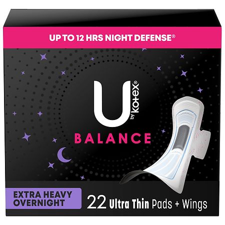 U by Kotex Ultra Thin Overnight Pads with Wings, Extra Heavy Absorbency