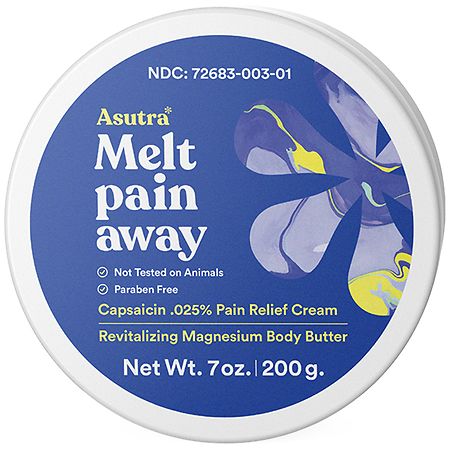 Asutra Melt Pain Away Natural Pain Relief Magnesium Capsaicin Body Butter Lemongrass