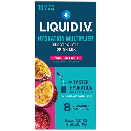 Liquid I.V. Hydration Multiplier Vegan Powder Electrolyte Supplements - Passion Fruit - 0.56oz each/10ct