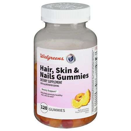 Walgreens Hair, Skin & Nails Gummies Natural Lemon, Peach & Pineapple