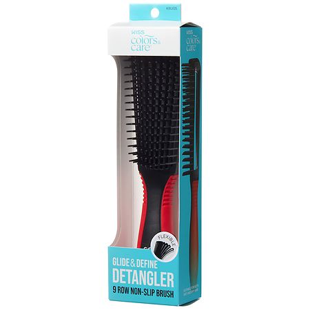 Kiss Colors & Care Glide & Define Non-Slip Detangling Brush