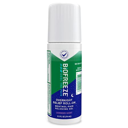 BIOFREEZE Menthol Overnight Roll-On Pain Relieving Gel Lavender