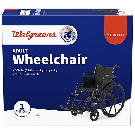 Walgreens Adult Wheelchair, 18" Seat Width, Supports up to 300 lbs.