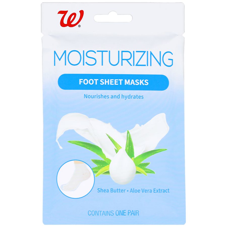 Walgreens Moisturizing Foot Sheet Masks Shea Butter and Aloe Vera Extract, Women's Shoe Sizes 5