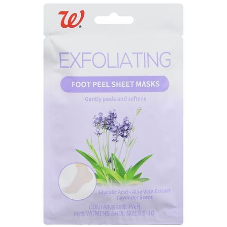 Walgreens Exfoliating Foot Peel Sheet Masks Lavender, Women's Shoe Size 5-10