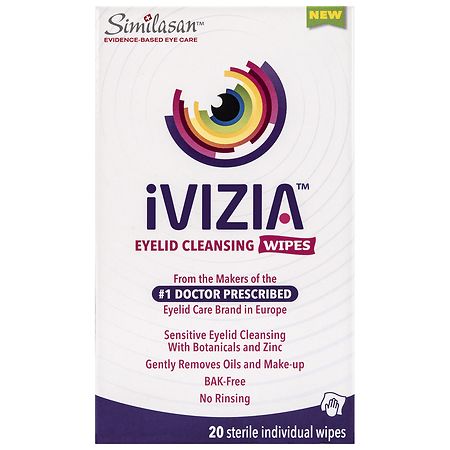 iVizia Sensitive Eyelid Cleansing Wipes with Botanicals and Zinc