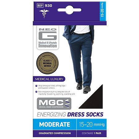 Neo G Compression 15-20 mmHg Knee High Energizing Dress Socks Black