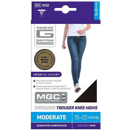 Neo G Compression 15-20 mmHg Knee High Energizing Trouser Socks Black