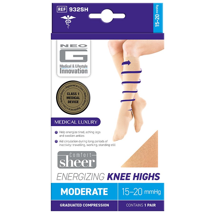 Neo G Compression 1520 mmHg Knee High Energizing Sheer Socks Beige