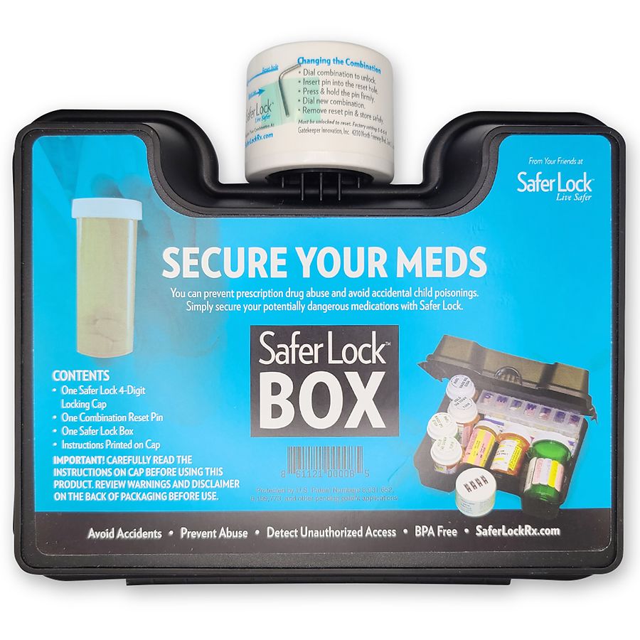 Medicine Lock Box for Safe Medication, Large Storage 2 Pack, Clear Black
