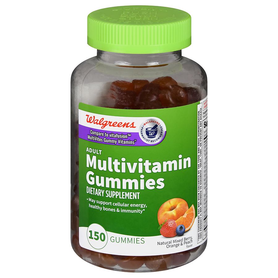 Walgreens Adult Multivitamin Gummies 75 Days Natural Mixed Berry Orange And Peach Walgreens