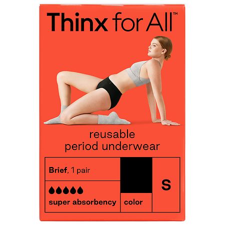 Thinx for All Women's Super Absorbency Cotton Brief Period Underwear Black