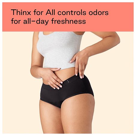 Thinx for All Women's Super Absorbency Cotton Brief Period Underwear Black,  Black