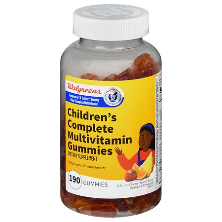 Walgreens Children's Complete Multivitamin Gummies (190 days) Natural Cherry, Mixed Berry, Orange and Pineapple