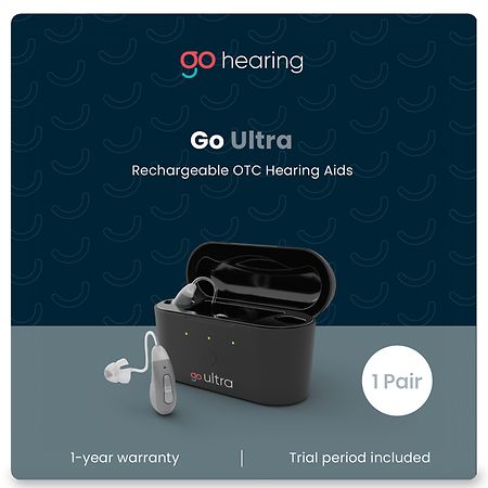 Go Hearing Go Ultra Behind-the-Ear Over-the-Counter Hearing Aids Gray